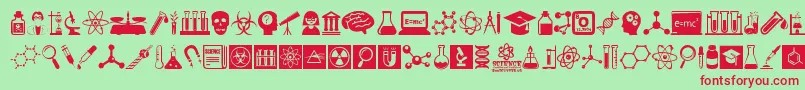 ScienceIcons Font – Red Fonts on Green Background