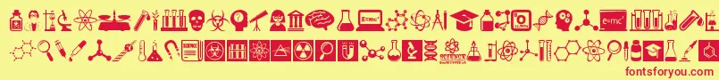 Fonte ScienceIcons – fontes vermelhas em um fundo amarelo