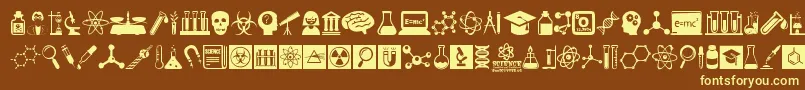 ScienceIcons-fontti – keltaiset fontit ruskealla taustalla