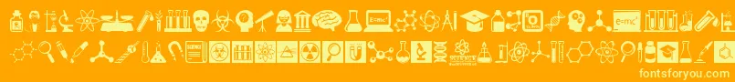 ScienceIcons Font – Yellow Fonts on Orange Background