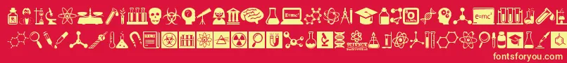 ScienceIcons Font – Yellow Fonts on Red Background