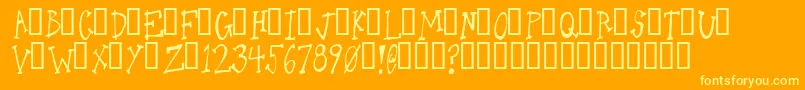 Oneld-Schriftart – Gelbe Schriften auf orangefarbenem Hintergrund