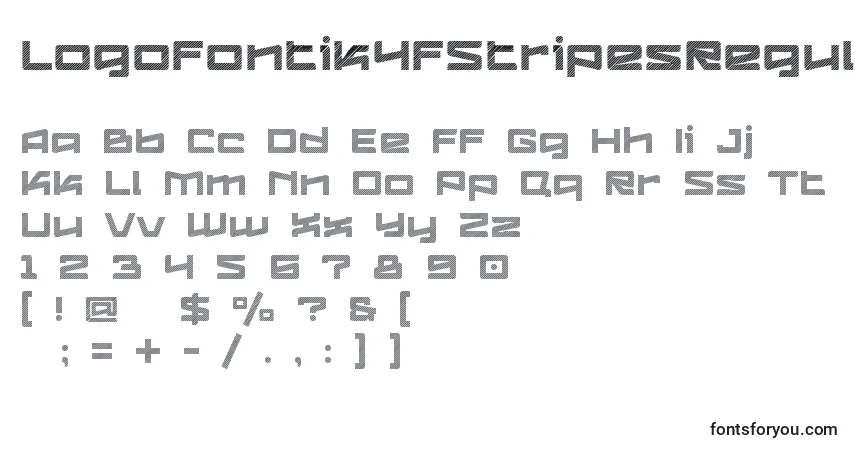 A fonte Logofontik4fStripesRegular (90632) – alfabeto, números, caracteres especiais