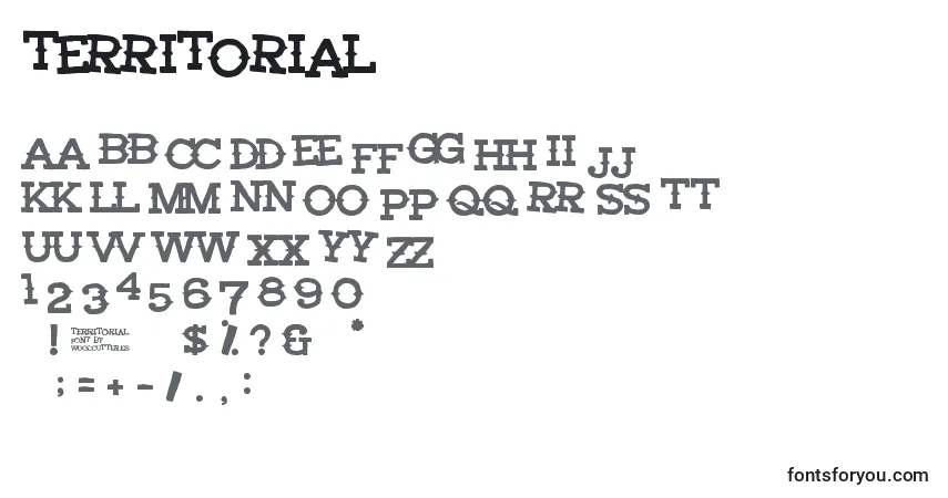 Шрифт Territorial – алфавит, цифры, специальные символы