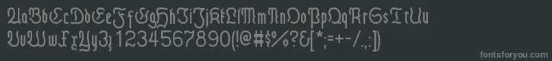FrakturModern-fontti – harmaat kirjasimet mustalla taustalla