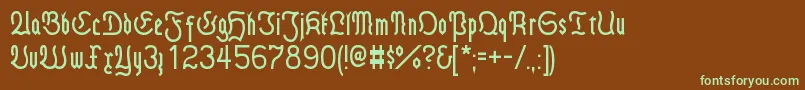 FrakturModern-fontti – vihreät fontit ruskealla taustalla