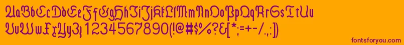FrakturModern-fontti – violetit fontit oranssilla taustalla