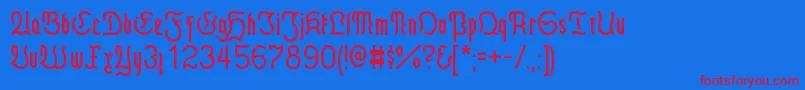 FrakturModern Font – Red Fonts on Blue Background