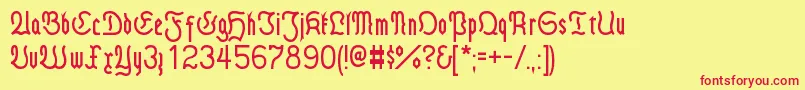 FrakturModern-Schriftart – Rote Schriften auf gelbem Hintergrund