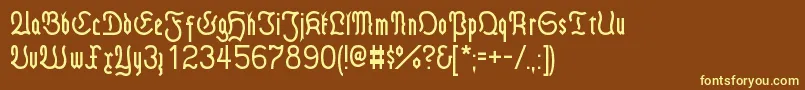 FrakturModern-fontti – keltaiset fontit ruskealla taustalla