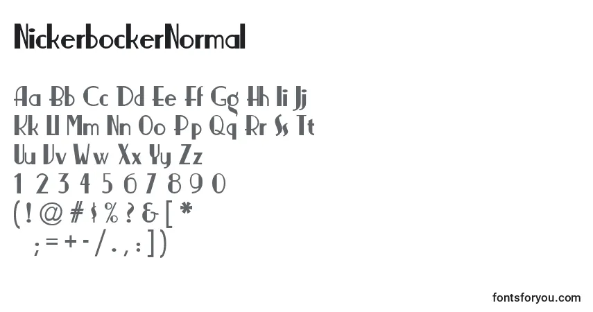 A fonte NickerbockerNormal – alfabeto, números, caracteres especiais