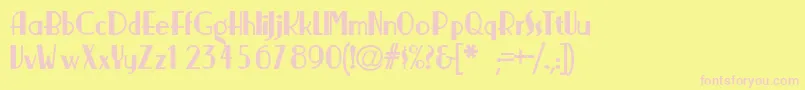 NickerbockerNormal-fontti – vaaleanpunaiset fontit keltaisella taustalla
