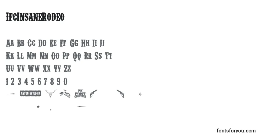 Czcionka IfcInsaneRodeo – alfabet, cyfry, specjalne znaki