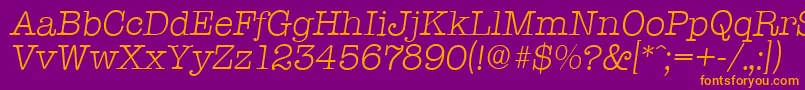 TypewriterserialLightItalic Font – Orange Fonts on Purple Background