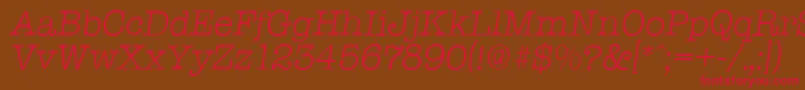 TypewriterserialLightItalic-Schriftart – Rote Schriften auf braunem Hintergrund