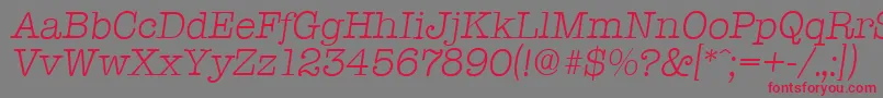 フォントTypewriterserialLightItalic – 赤い文字の灰色の背景