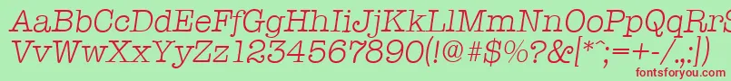 TypewriterserialLightItalic Font – Red Fonts on Green Background
