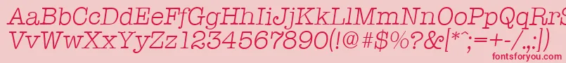 TypewriterserialLightItalic Font – Red Fonts on Pink Background