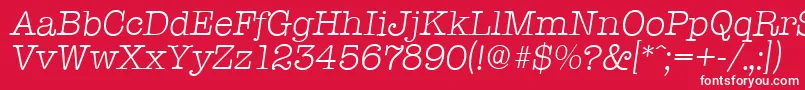 フォントTypewriterserialLightItalic – 赤い背景に白い文字