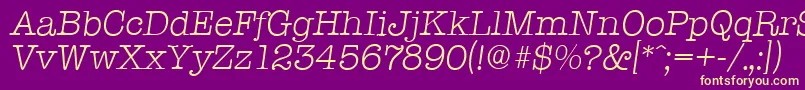 TypewriterserialLightItalic Font – Yellow Fonts on Purple Background