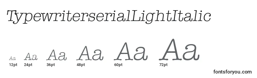 Размеры шрифта TypewriterserialLightItalic