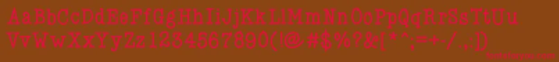 フォントKlgabe – 赤い文字が茶色の背景にあります。