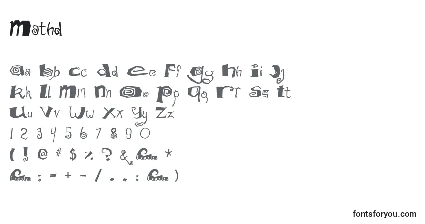 A fonte Mathd – alfabeto, números, caracteres especiais