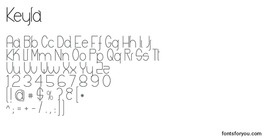 Czcionka Keyla (90644) – alfabet, cyfry, specjalne znaki