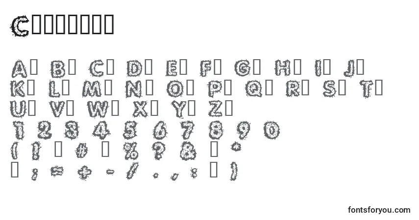 A fonte Carvings – alfabeto, números, caracteres especiais