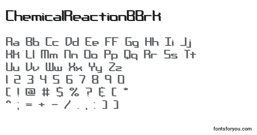 A fonte ChemicalReactionBBrk – alfabeto, números, caracteres especiais