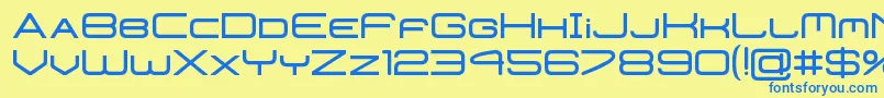 フォントSandboxBold – 青い文字が黄色の背景にあります。