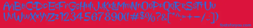 フォントKingLuau – 赤い背景に青い文字