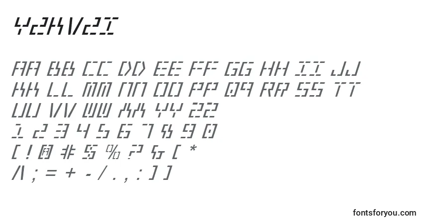 A fonte Y2kv2i – alfabeto, números, caracteres especiais
