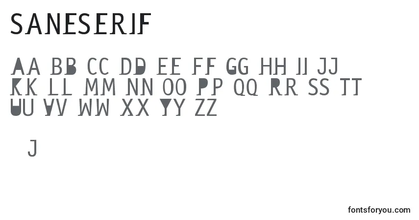 Czcionka Saneserif – alfabet, cyfry, specjalne znaki