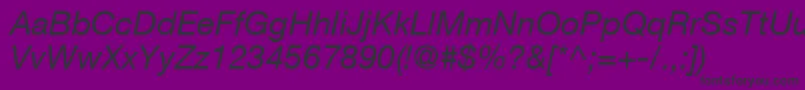 Шрифт ContextRepriseSsiItalic – чёрные шрифты на фиолетовом фоне