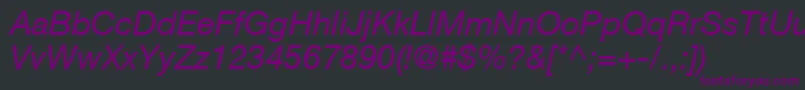 Шрифт ContextRepriseSsiItalic – фиолетовые шрифты на чёрном фоне