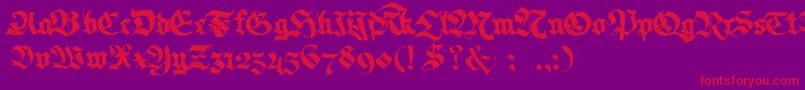 Memelafraktur-Schriftart – Rote Schriften auf violettem Hintergrund