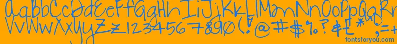 DjbDanielle2-Schriftart – Blaue Schriften auf orangefarbenem Hintergrund