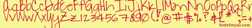 DjbDanielle2-fontti – punaiset fontit keltaisella taustalla