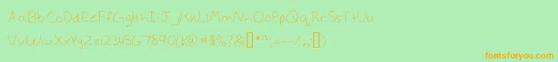 フォントAnnekelight – オレンジの文字が緑の背景にあります。