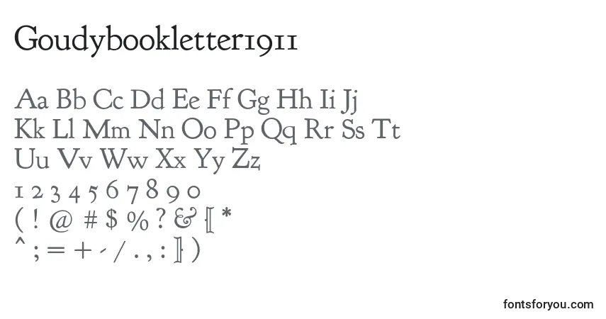 A fonte Goudybookletter1911 (90667) – alfabeto, números, caracteres especiais