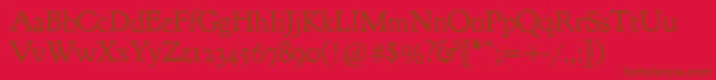 Fonte Goudybookletter1911 – fontes marrons em um fundo vermelho