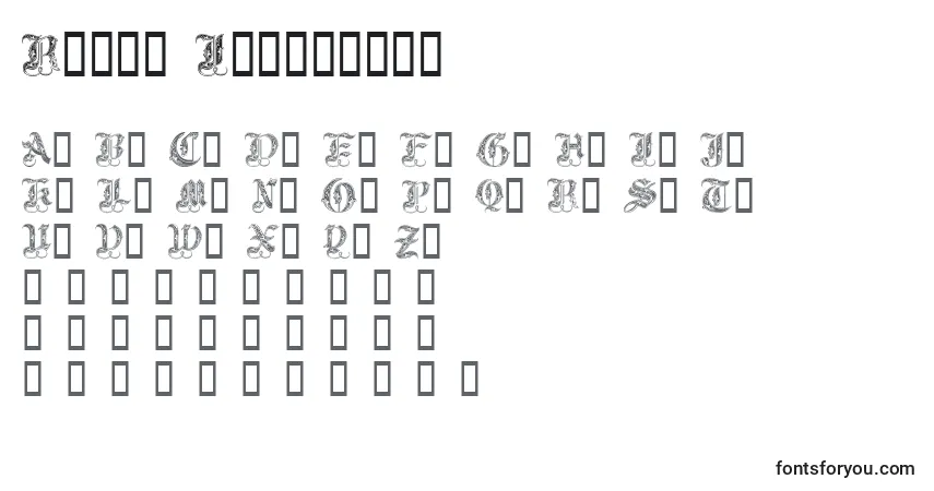 Czcionka Royal Initialen – alfabet, cyfry, specjalne znaki