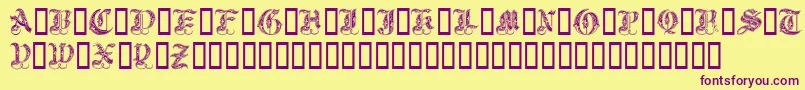 Royal Initialen Font – Purple Fonts on Yellow Background