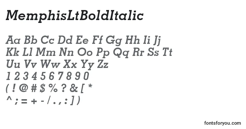 A fonte MemphisLtBoldItalic – alfabeto, números, caracteres especiais