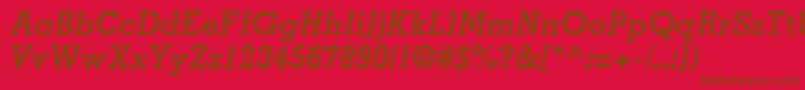 Czcionka MemphisLtBoldItalic – brązowe czcionki na czerwonym tle