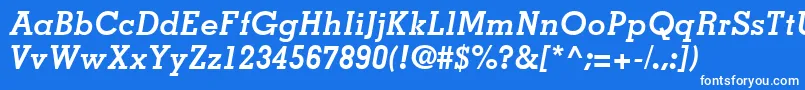 MemphisLtBoldItalic Font – White Fonts on Blue Background