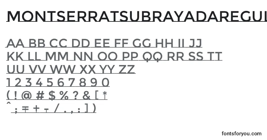 Czcionka MontserratsubrayadaRegular – alfabet, cyfry, specjalne znaki