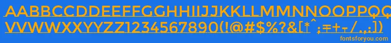 フォントMontserratsubrayadaRegular – オレンジ色の文字が青い背景にあります。