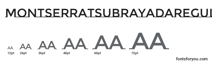 Размеры шрифта MontserratsubrayadaRegular